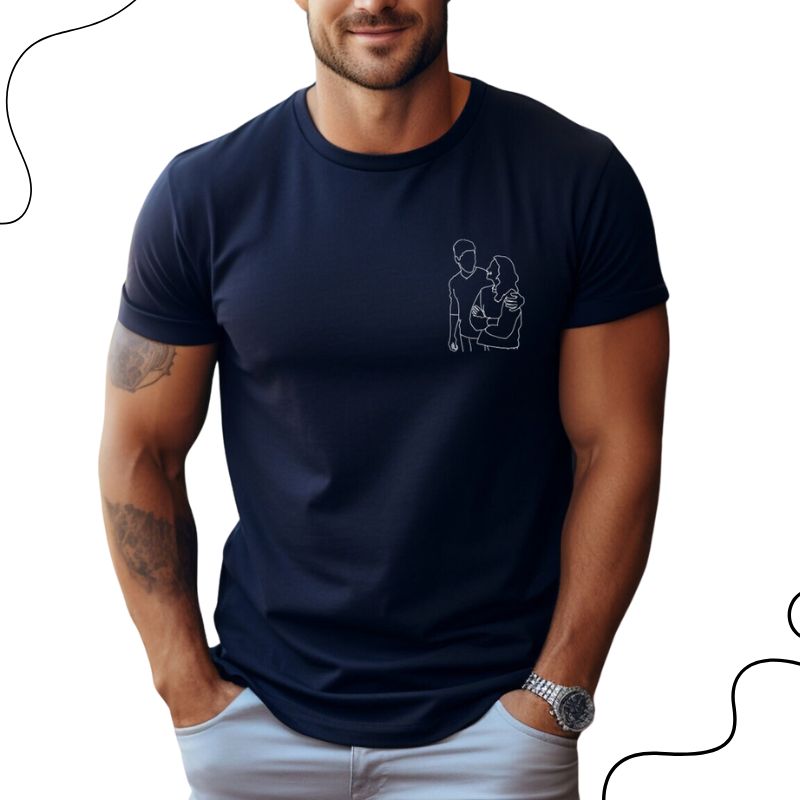 Embroidered Custom One-Line Art T-Shirt